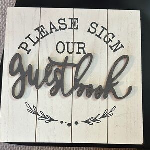 Rustic Brown and White Guestbook Sign